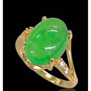 Laminated Gold  GOLD FILLED WORLD FORTUNE JADE RING‎ Size 9